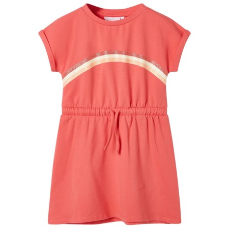 Kinderkleid mit Kordelzug Korallenrosa 92