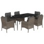 vidaXL 7-tlg. Garten-Essgruppe mit Kissen Grau Poly Rattan vidaXL 7-tlg. Garten-Essgruppe mit Kissen Grau Poly Rattan