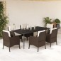 vidaXL 7-tlg. Garten-Essgruppe mit Kissen Braun Poly Rattan vidaXL 7-tlg. Garten-Essgruppe mit Kissen Braun Poly Rattan