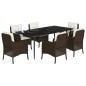 vidaXL 7-tlg. Garten-Essgruppe mit Kissen Braun Poly Rattan vidaXL 7-tlg. Garten-Essgruppe mit Kissen Braun Poly Rattan
