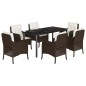 vidaXL 7-tlg. Garten-Essgruppe mit Kissen Braun Poly Rattan vidaXL 7-tlg. Garten-Essgruppe mit Kissen Braun Poly Rattan