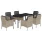 vidaXL 7-tlg. Garten-Essgruppe mit Kissen Hellgrau Poly Rattan vidaXL 7-tlg. Garten-Essgruppe mit Kissen Hellgrau Poly Rattan