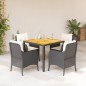 vidaXL 5-tlg. Garten-Essgruppe mit Kissen Schwarz Poly Rattan vidaXL 5-tlg. Garten-Essgruppe mit Kissen Schwarz Poly Rattan