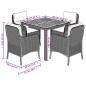 vidaXL 5-tlg. Garten-Essgruppe mit Kissen Schwarz Poly Rattan vidaXL 5-tlg. Garten-Essgruppe mit Kissen Schwarz Poly Rattan