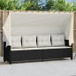 vidaXL Sonnenliege mit Dach und Kissen Schwarz Poly Rattan vidaXL Sonnenliege mit Dach und Kissen Schwarz Poly Rattan