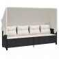 vidaXL Sonnenliege mit Dach und Kissen Schwarz Poly Rattan vidaXL Sonnenliege mit Dach und Kissen Schwarz Poly Rattan