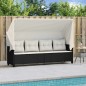 vidaXL Sonnenliege mit Dach und Kissen Schwarz Poly Rattan vidaXL Sonnenliege mit Dach und Kissen Schwarz Poly Rattan