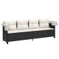 vidaXL Sonnenliege mit Dach und Kissen Schwarz Poly Rattan vidaXL Sonnenliege mit Dach und Kissen Schwarz Poly Rattan