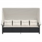 vidaXL Sonnenliege mit Dach und Kissen Schwarz Poly Rattan vidaXL Sonnenliege mit Dach und Kissen Schwarz Poly Rattan