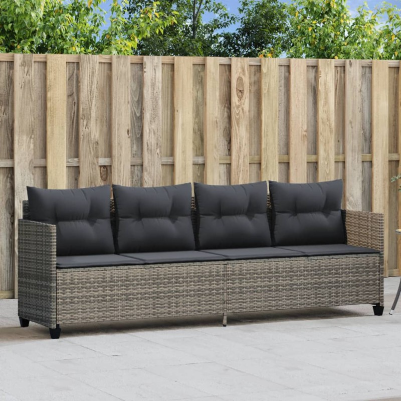 vidaXL Sonnenliege mit Kissen Grau Poly Rattan vidaXL Sonnenliege mit Kissen Grau Poly Rattan