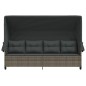 vidaXL Sonnenliege mit Dach und Kissen Grau Poly Rattan