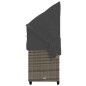 vidaXL Sonnenliege mit Dach und Kissen Grau Poly Rattan