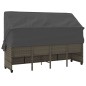 vidaXL Sonnenliege mit Dach und Kissen Grau Poly Rattan