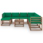 9-tlg. Garten-Lounge-Set mit Kissen Grün 9-tlg. Garten-Lounge-Set mit Kissen Grün