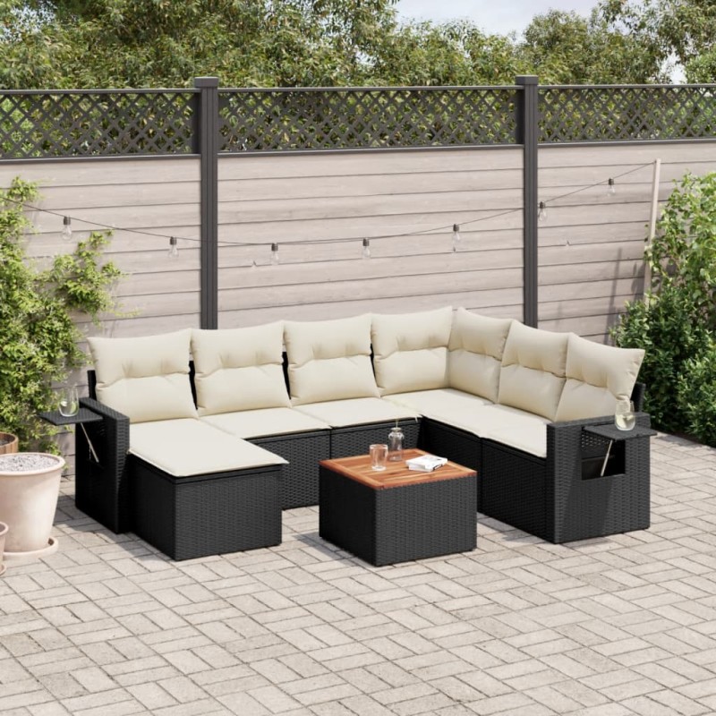 vidaXL 8-tlg. Garten-Sofagarnitur mit Kissen Schwarz Poly Rattan vidaXL 8-tlg. Garten-Sofagarnitur mit Kissen Schwarz Poly Rattan