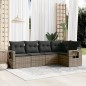 vidaXL 5-tlg. Garten-Sofagarnitur mit Kissen Grau Poly Rattan vidaXL 5-tlg. Garten-Sofagarnitur mit Kissen Grau Poly Rattan