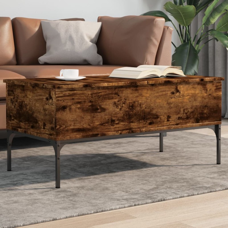 vidaXL Couchtisch Räuchereiche 100x50x45 cm Holzwerkstoff und Metall vidaXL Couchtisch Räuchereiche 100x50x45 cm Holzwerkstoff und Metall