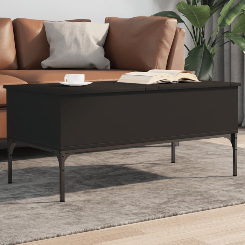 vidaXL Couchtisch Schwarz 100x50x45 cm Holzwerkstoff und Metall vidaXL Couchtisch Schwarz 100x50x45 cm Holzwerkstoff und Metall