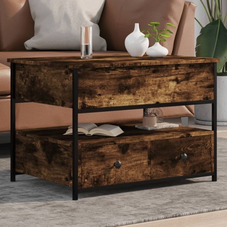 vidaXL Couchtisch Räuchereiche 70x50x50 cm Holzwerkstoff und Metall