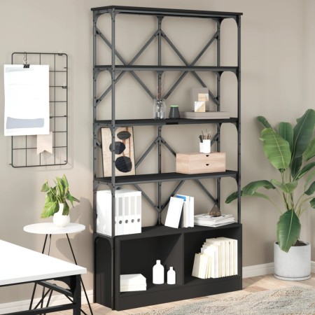vidaXL Bücherregal Schwarz 100x26x180 cm Holzwerkstoff und Metall