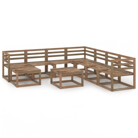 9-tlg. Garten-Lounge-Set Braun Imprägniertes Kiefernholz