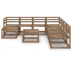9-tlg. Garten-Lounge-Set Braun Imprägniertes Kiefernholz
