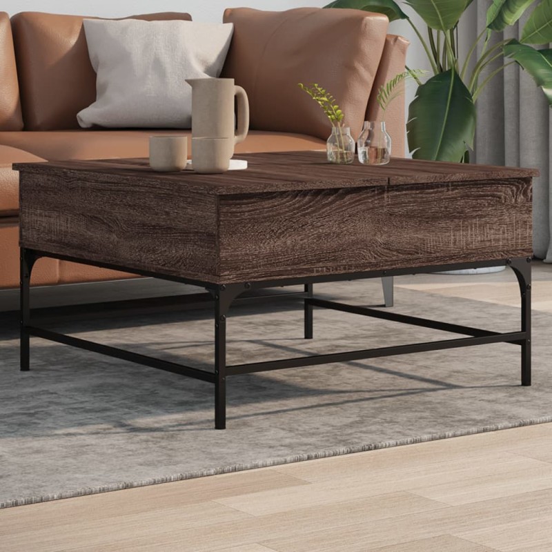 vidaXL Couchtisch Braun Eichen-Optik 80x80x45 cm Holzwerkstoff Metall vidaXL Couchtisch Braun Eichen-Optik 80x80x45 cm Holzwerkstoff Metall