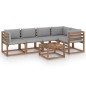 6-tlg. Garten-Lounge-Set aus Paletten mit Kissen Kiefernholz 6-tlg. Garten-Lounge-Set aus Paletten mit Kissen Kiefernholz
