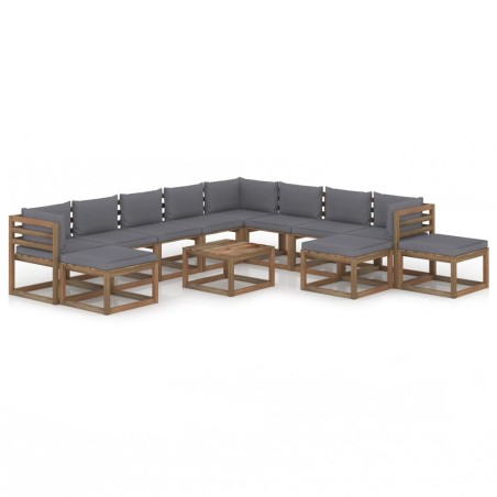 12-tlg. Garten-Lounge-Set mit Kissen Anthrazit