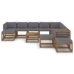 12-tlg. Garten-Lounge-Set mit Kissen Anthrazit