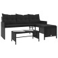 vidaXL Gartensofa in L-Form mit Tisch und Kissen Schwarz Poly Rattan vidaXL Gartensofa in L-Form mit Tisch und Kissen Schwarz Poly Rattan