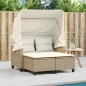 vidaXL Gartensofa 2-Sitzer mit Dach und Hockern Beige Poly Rattan vidaXL Gartensofa 2-Sitzer mit Dach und Hockern Beige Poly Rattan