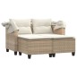 vidaXL Gartensofa 2-Sitzer mit Dach und Hockern Beige Poly Rattan vidaXL Gartensofa 2-Sitzer mit Dach und Hockern Beige Poly Rattan