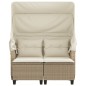 vidaXL Gartensofa 2-Sitzer mit Dach und Hockern Beige Poly Rattan vidaXL Gartensofa 2-Sitzer mit Dach und Hockern Beige Poly Rattan