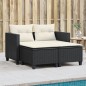 vidaXL Gartensofa 2-Sitzer mit Hockern Schwarz Poly Rattan vidaXL Gartensofa 2-Sitzer mit Hockern Schwarz Poly Rattan
