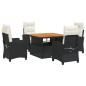 vidaXL 5-tlg. Garten-Essgruppe mit Kissen Schwarz Poly Rattan vidaXL 5-tlg. Garten-Essgruppe mit Kissen Schwarz Poly Rattan