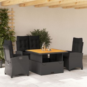 vidaXL 4-tlg. Garten-Essgruppe mit Kissen Schwarz Poly Rattan