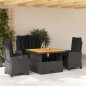 vidaXL 4-tlg. Garten-Essgruppe mit Kissen Schwarz Poly Rattan vidaXL 4-tlg. Garten-Essgruppe mit Kissen Schwarz Poly Rattan