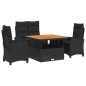 vidaXL 4-tlg. Garten-Essgruppe mit Kissen Schwarz Poly Rattan vidaXL 4-tlg. Garten-Essgruppe mit Kissen Schwarz Poly Rattan