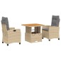 vidaXL 3-tlg. Garten-Essgruppe mit Kissen Beige Poly Rattan vidaXL 3-tlg. Garten-Essgruppe mit Kissen Beige Poly Rattan