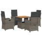 vidaXL 5-tlg. Garten-Essgruppe mit Kissen Grau Poly Rattan vidaXL 5-tlg. Garten-Essgruppe mit Kissen Grau Poly Rattan