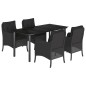 vidaXL 5-tlg. Garten-Essgruppe mit Kissen Schwarz Poly Rattan vidaXL 5-tlg. Garten-Essgruppe mit Kissen Schwarz Poly Rattan