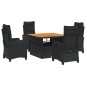 vidaXL 5-tlg. Garten-Essgruppe mit Kissen Schwarz Poly Rattan vidaXL 5-tlg. Garten-Essgruppe mit Kissen Schwarz Poly Rattan