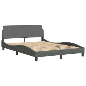 vidaXL Bettgestell mit Kopfteil Dunkelgrau 140x190 cm Stoff
