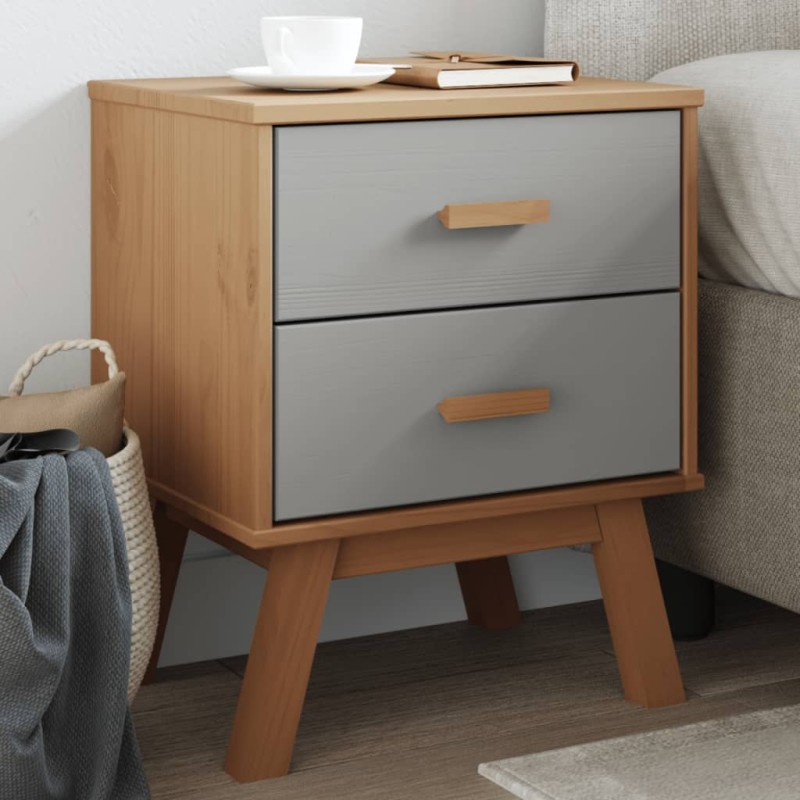 vidaXL Nachttisch OLDEN Grau und Braun Massivholz Kiefer vidaXL Nachttisch OLDEN Grau und Braun Massivholz Kiefer