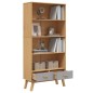 vidaXL Bücherregal OLDEN 4 Fächer Grau und Braun Massivholz Kiefer vidaXL Bücherregal OLDEN 4 Fächer Grau und Braun Massivholz Kiefer
