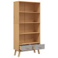 vidaXL Bücherregal OLDEN 4 Fächer Grau und Braun Massivholz Kiefer vidaXL Bücherregal OLDEN 4 Fächer Grau und Braun Massivholz Kiefer