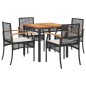 vidaXL 5-tlg. Garten-Essgruppe mit Kissen Schwarz Poly Rattan vidaXL 5-tlg. Garten-Essgruppe mit Kissen Schwarz Poly Rattan