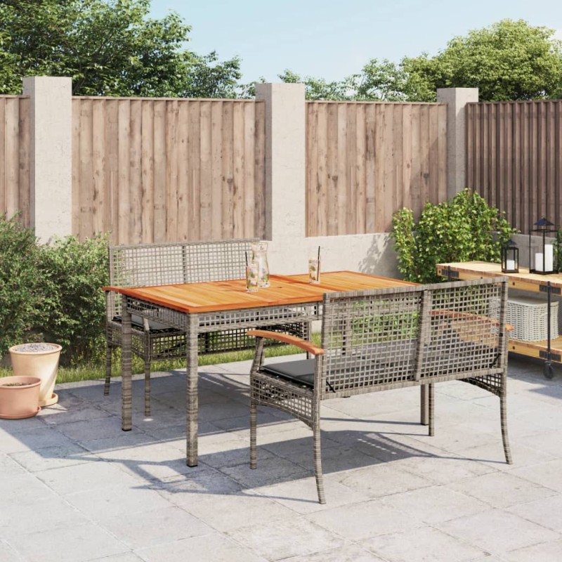 vidaXL 3-tlg. Garten-Essgruppe mit Kissen Grau Poly Rattan vidaXL 3-tlg. Garten-Essgruppe mit Kissen Grau Poly Rattan