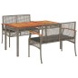 vidaXL 3-tlg. Garten-Essgruppe mit Kissen Grau Poly Rattan vidaXL 3-tlg. Garten-Essgruppe mit Kissen Grau Poly Rattan